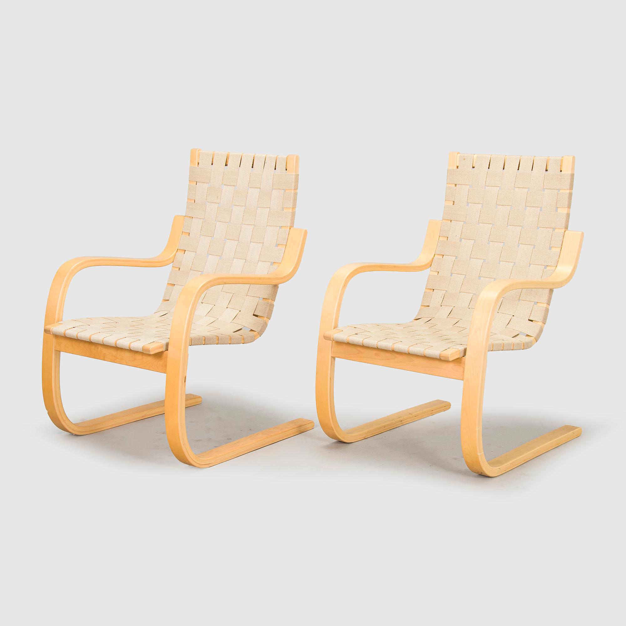 Alvar Aalto, nojatuolipari malli 406 Artek 1900-luvun loppu.