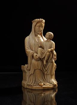 Virgin and Child, a French Gothic ivory statuette, second half of the 13th century.