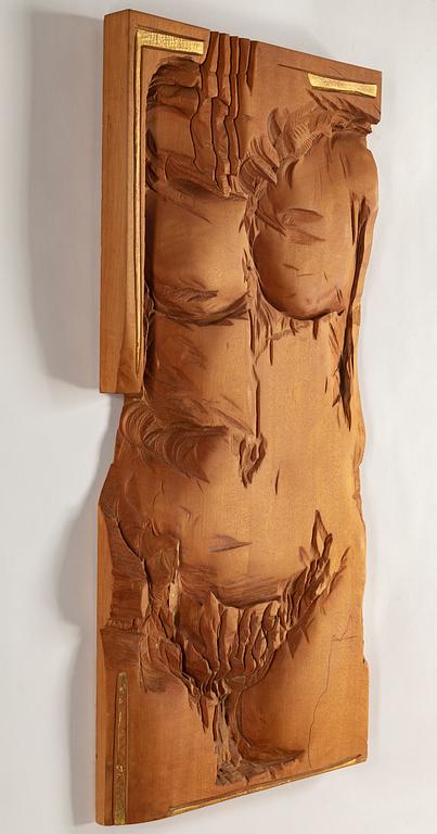 BERTO MARKLUND, wood relief, partly painted, signed and dated 1977 verso.