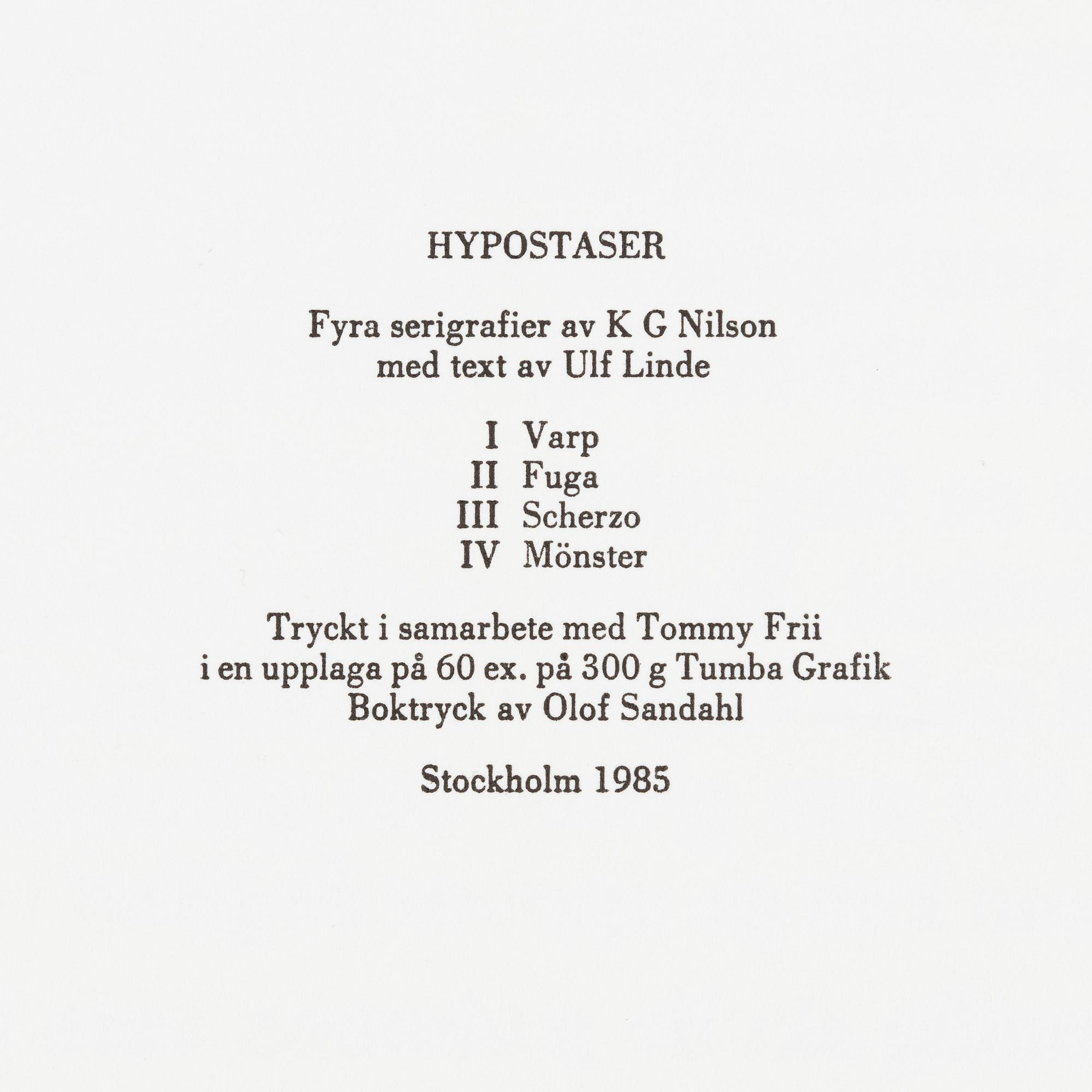 KG Nilson, "Hypostaser", portfolio.