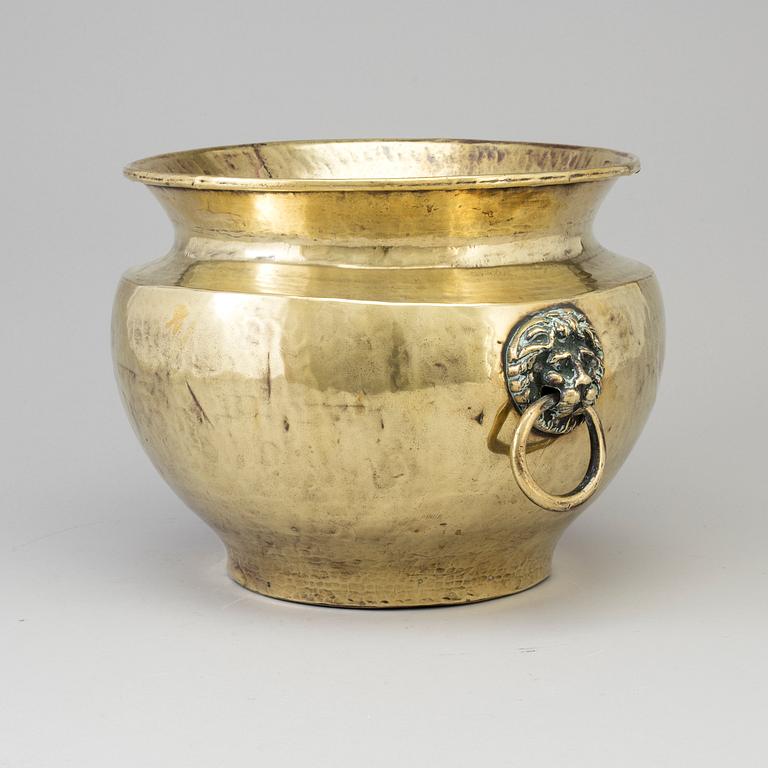 a 18th century brass flower pot.