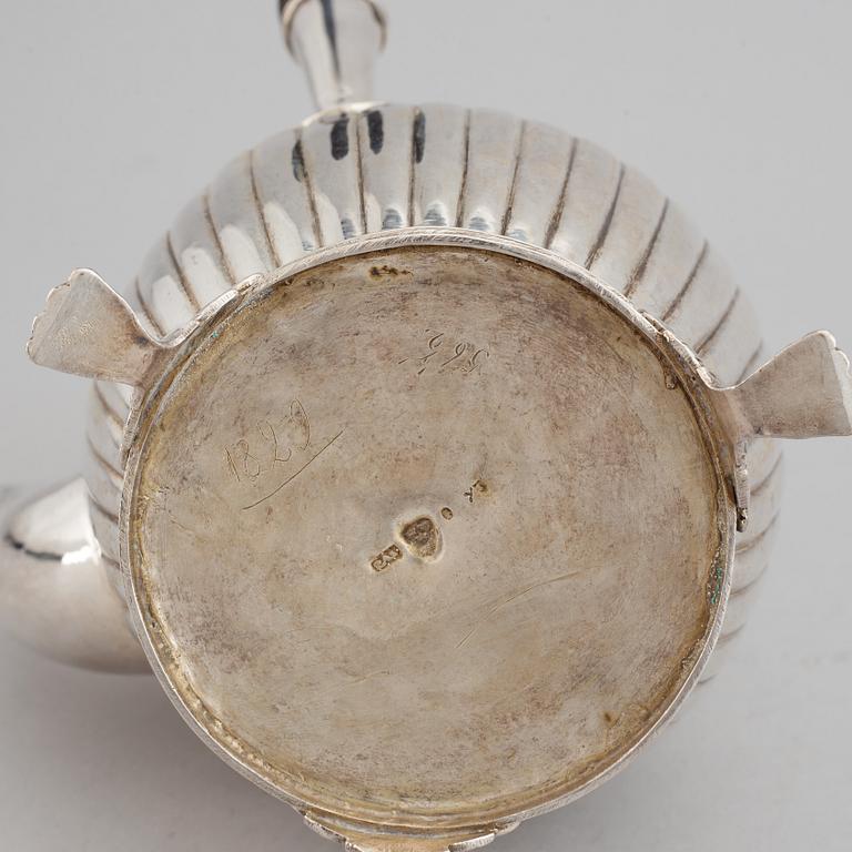 A swedish silver empire coffee pot, mark of Petter Adolf Sjöberg, Stockholm 1829.
