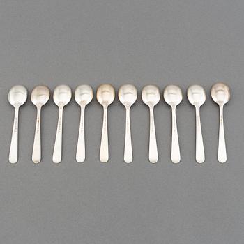 Wiwen Nilsson, a set of 10 silver coffee spoons, Lund, Sweden 1952-64.