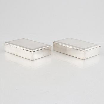 Two silver 830 cigarette cases, Swedish import marks, MEMA, circa mid-20th century.