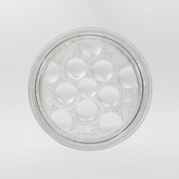 ASK MED LOCK, glas, "Faisans et cabochons" signerad Lalique, Frankrike.