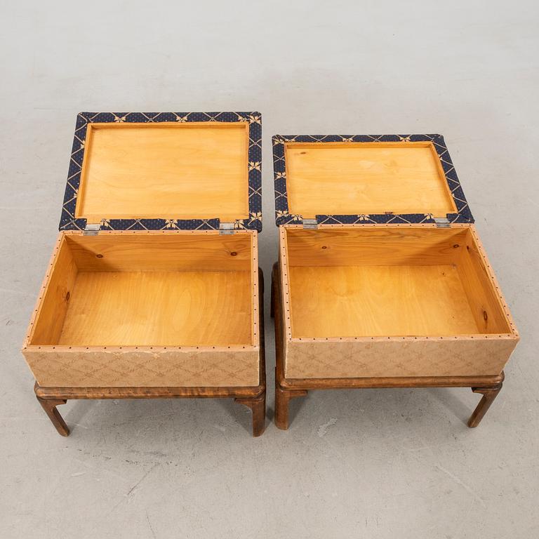 Storage stools, a pair from the 1940s.