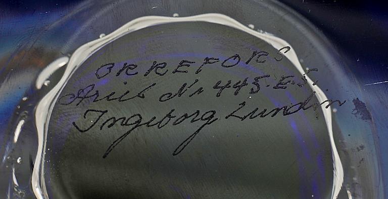 VAS, glas, "Ariel", Ingeborg Lundin, Orrefors 1971.