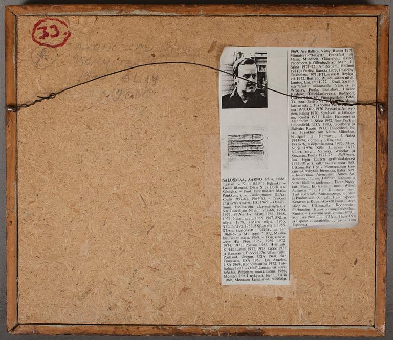 AARNO SALOSMAA, blandteknik, collage, signerad och daterad -77.
