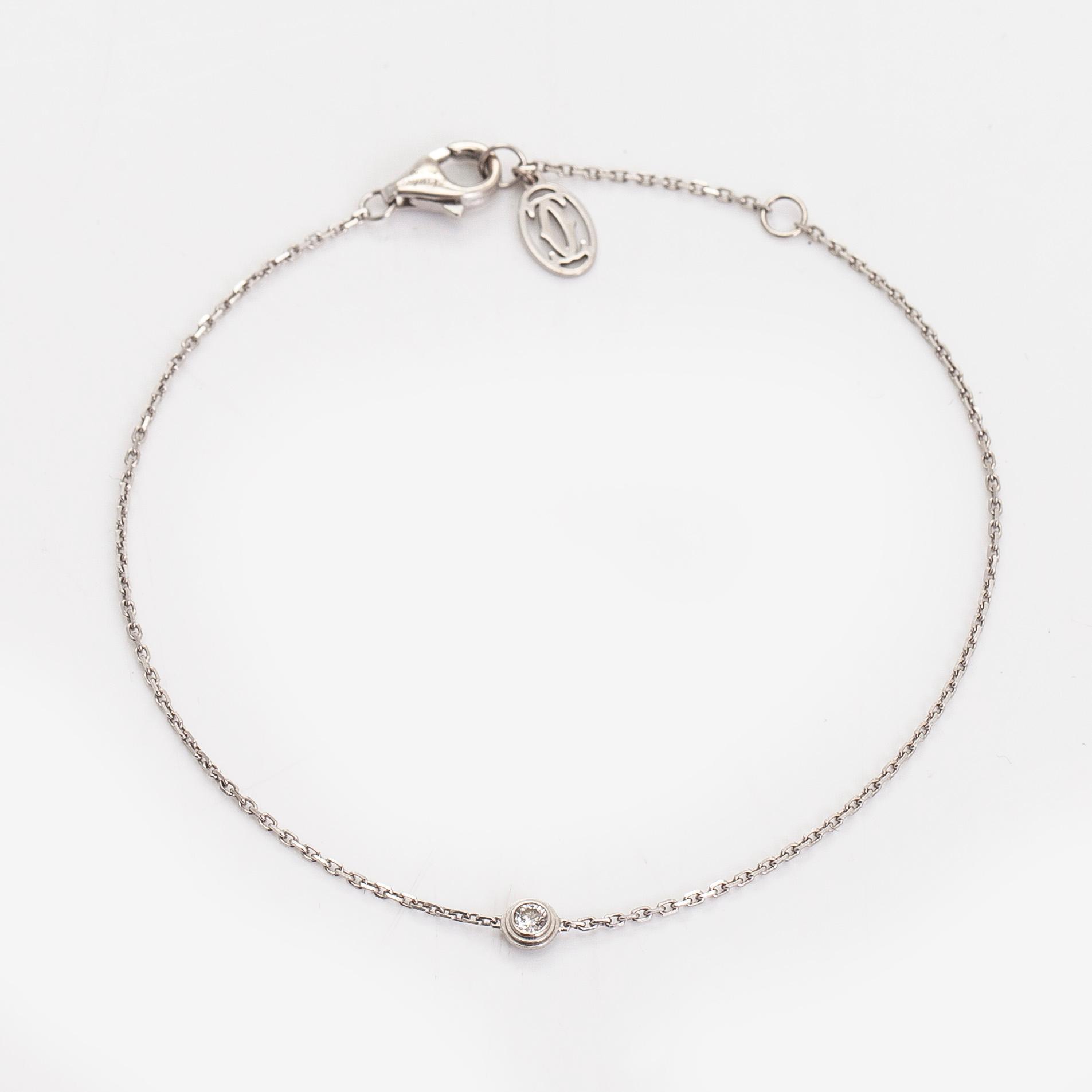 Cartier, an 18K white gold 'd'Amour' bracelet with a diamond, ca. 0.04 ct.
