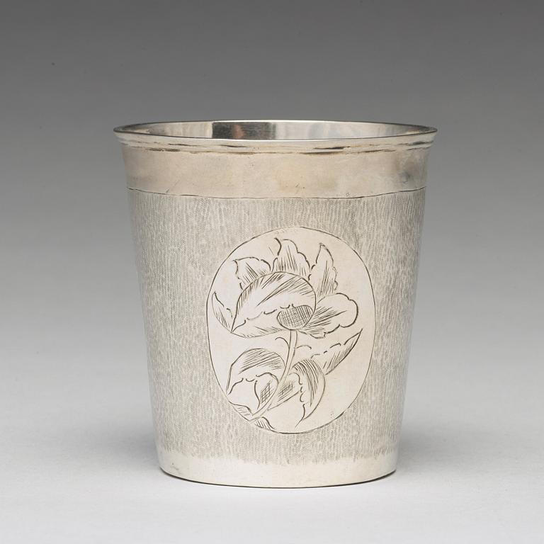 Jöran Hieronymi Bernegau, bägare, silver, Norrköping (verksam 1648-1679). Barock.