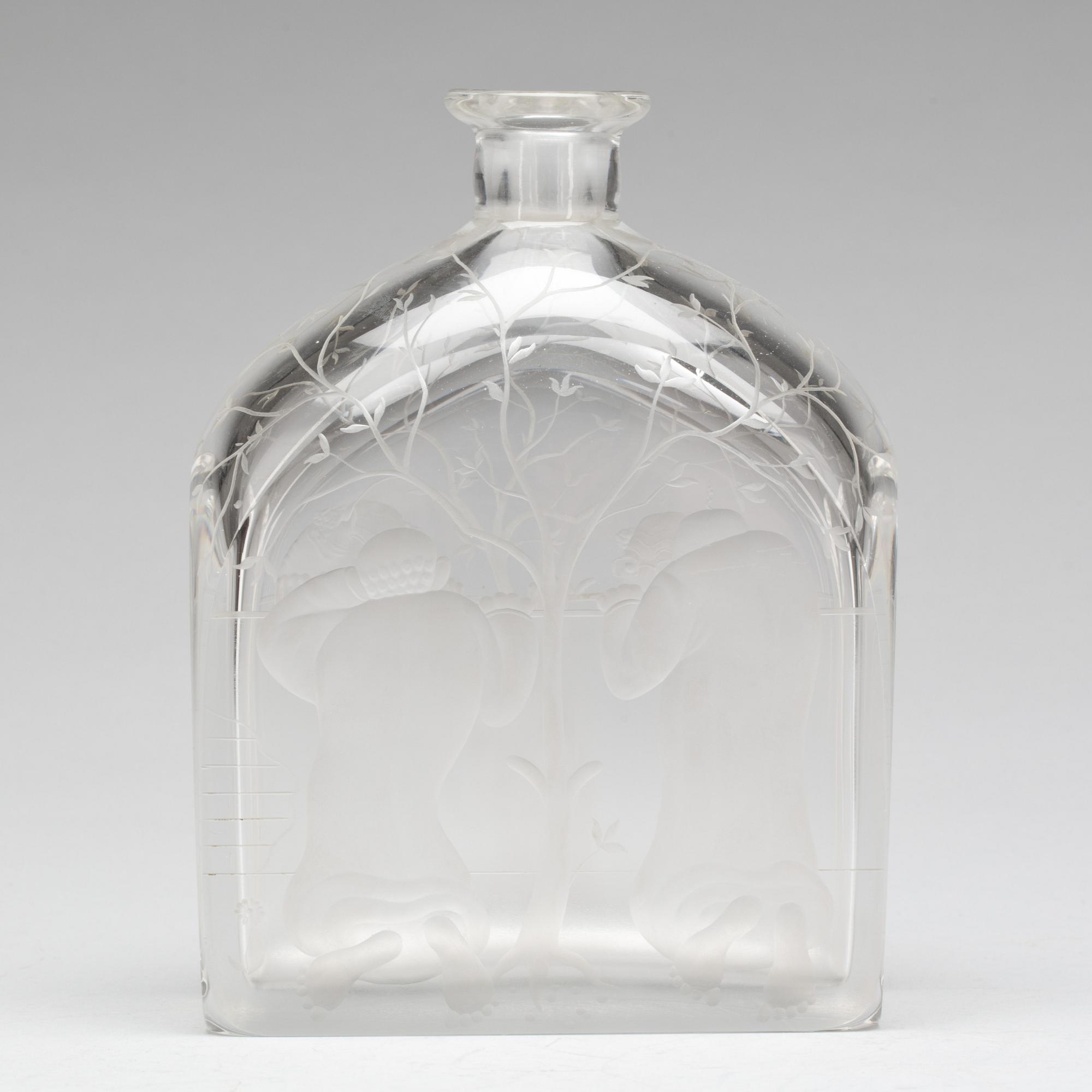 KARAFF, glas, "Susanna och gubbarna", Hald, Orrefors. Numr 1230 A9.