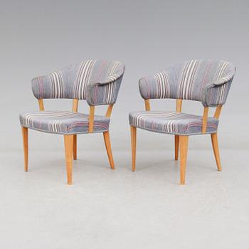 FÅTÖLJER, 1 par, "Lata Greven", Carl Malmsten, 1900-talets andra hälft.