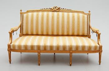 SALONGSGRUPP, 6 delar, Louis Seizestil, 1800-/1900-tal.