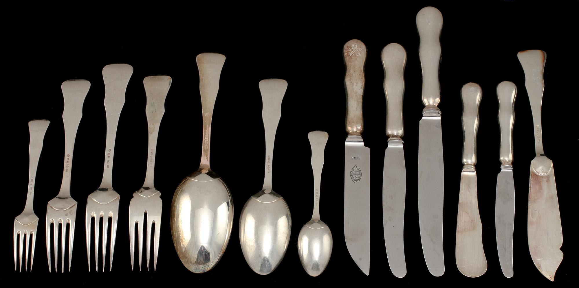 BESTICKSERVIS, 157 delar, silver, GAB, Stockholm, 1930/40-tal. Total vikt ca 8800 g.