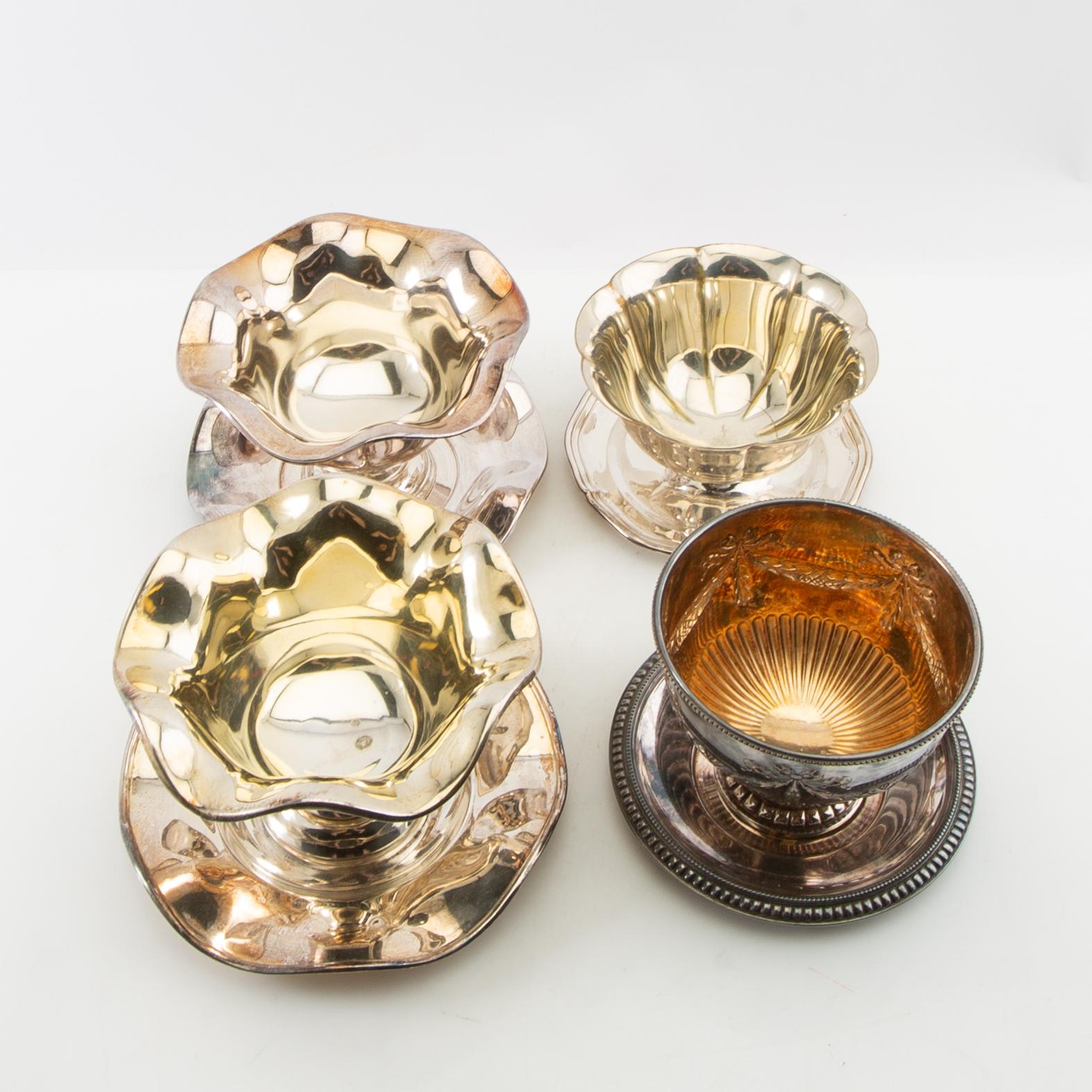 Sauce bowls 4 pcs, silver-plated, first half of the 20th century.