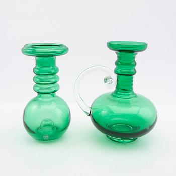 Tamara Aladin, Vases and a decanter, 3 pcs, glass, Riihimäen Lasi, Finland, 1960s/70s.