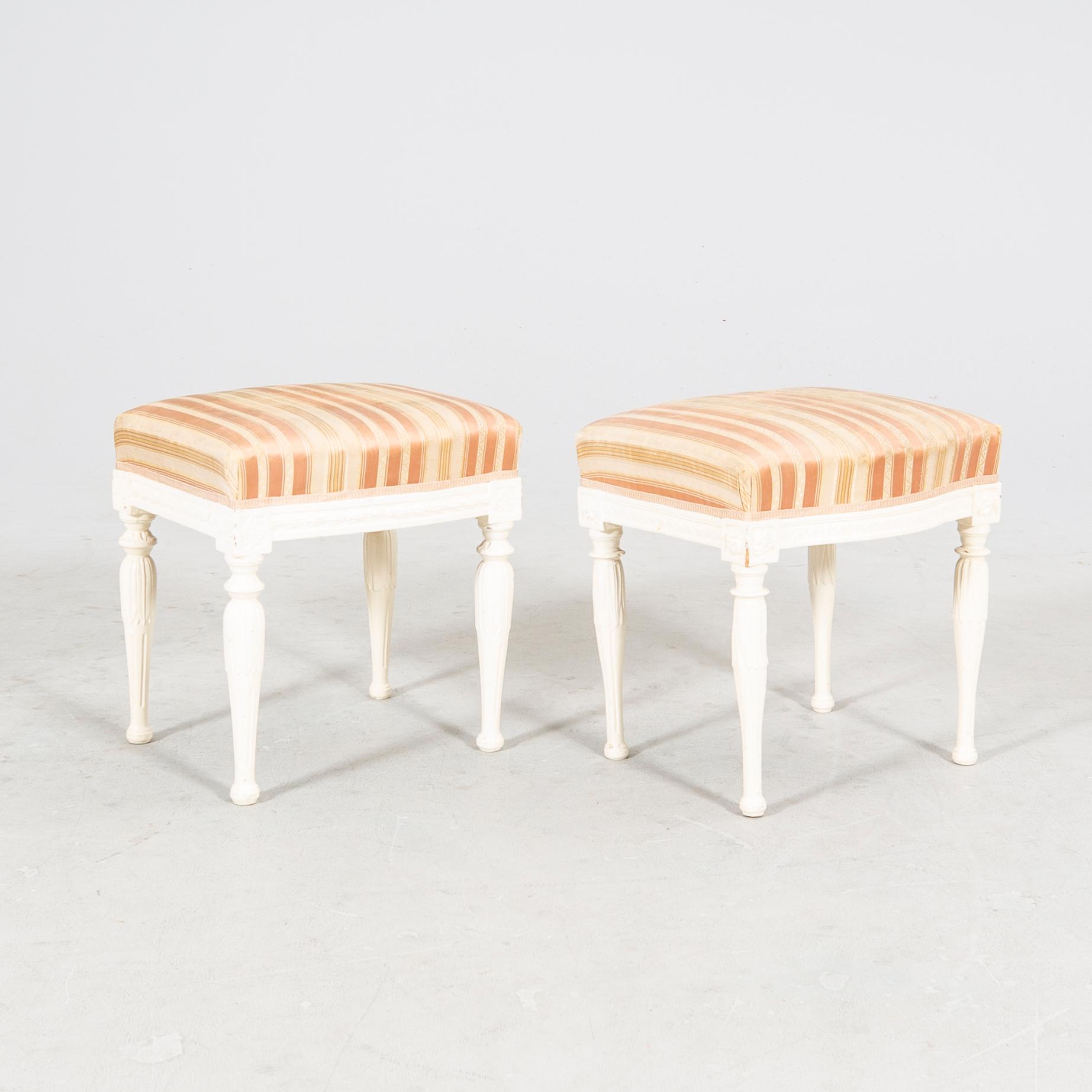 Carl Johan Wadström, a pair of signed late Gustavian signed stools.