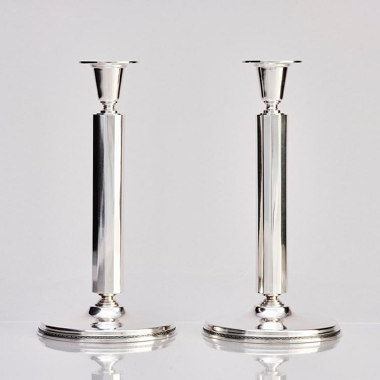 Atelier Borgila, a pair of sterling silver candlesticks, Stockholm 1982.