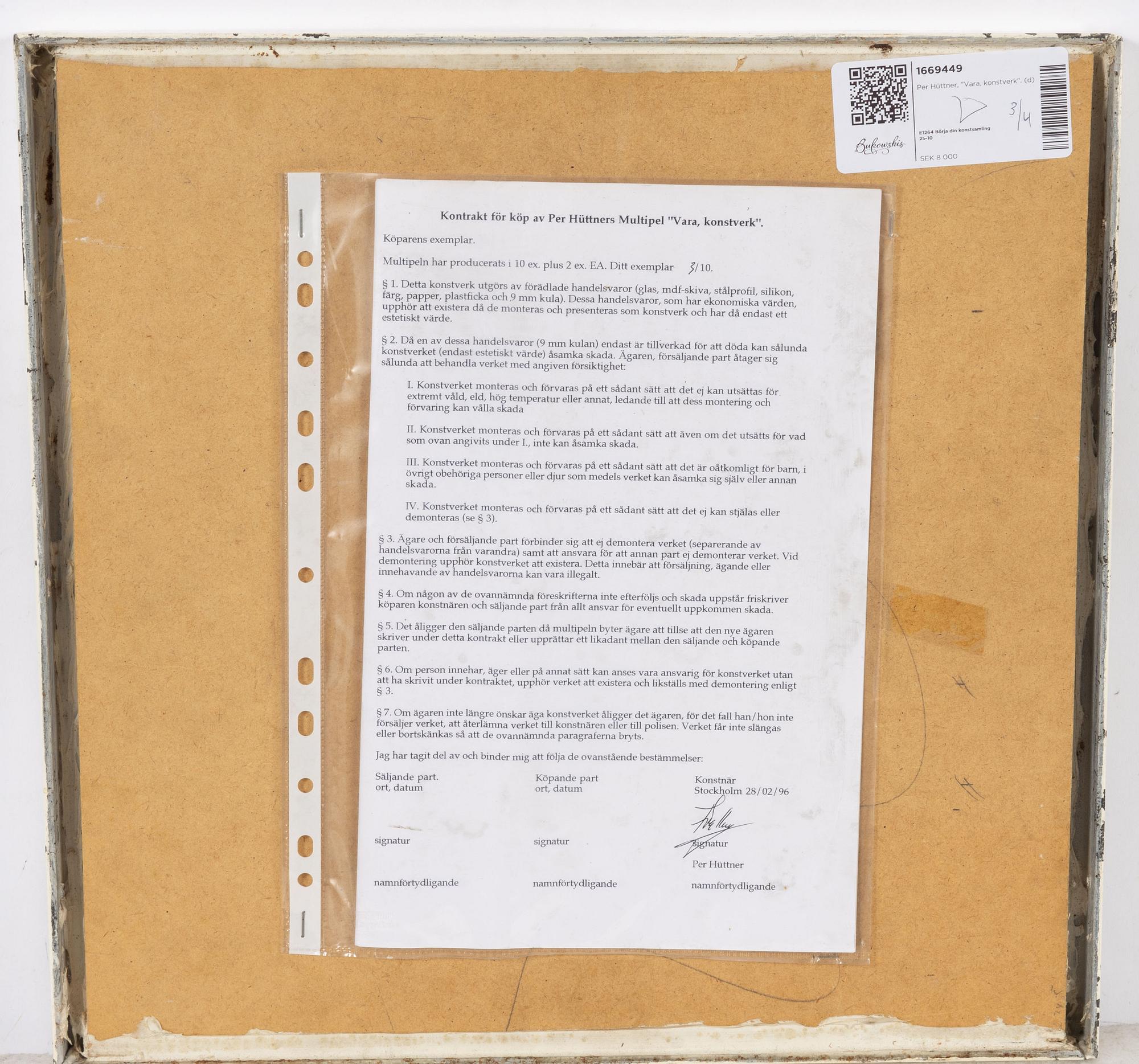 Per Hüttner, "Vara, konstverk".