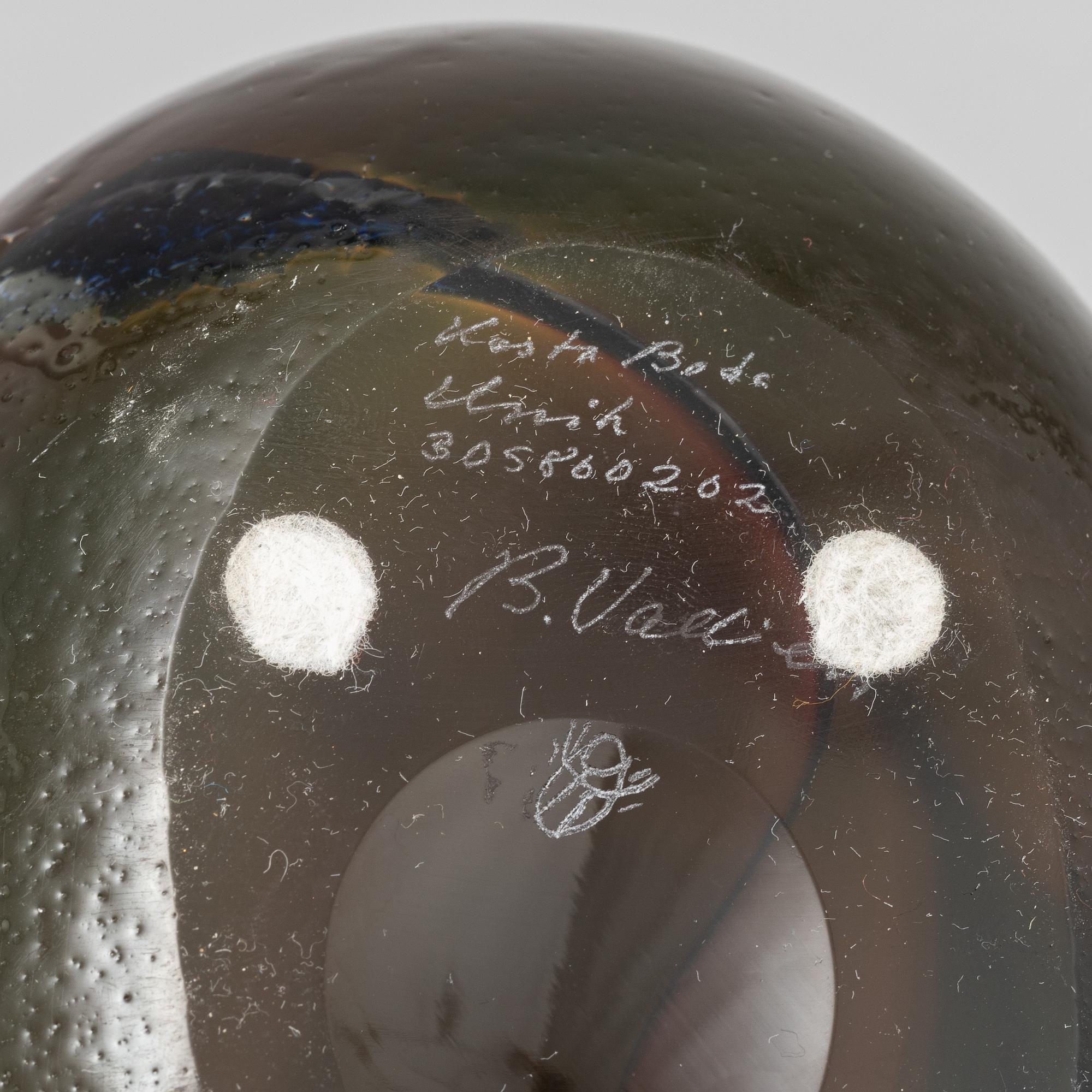 Bertil Vallien, a unique blasted glass bowl, Kosta Boda, Sweden.