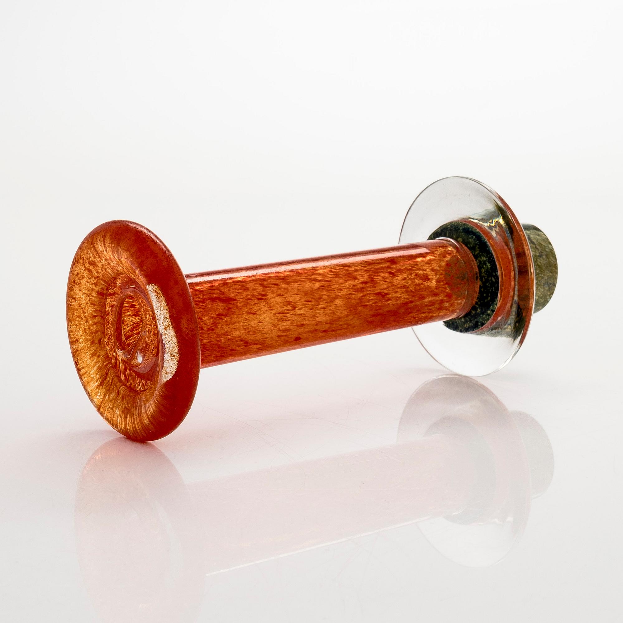 Oiva Toikka, kynttilänjalka, signeerattu Oiva Toikka Nuutajärvi Notsjö.