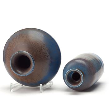 Berndt Friberg, two stoneware vases, Gustavsberg studio, Sweden 1974- and 1976.