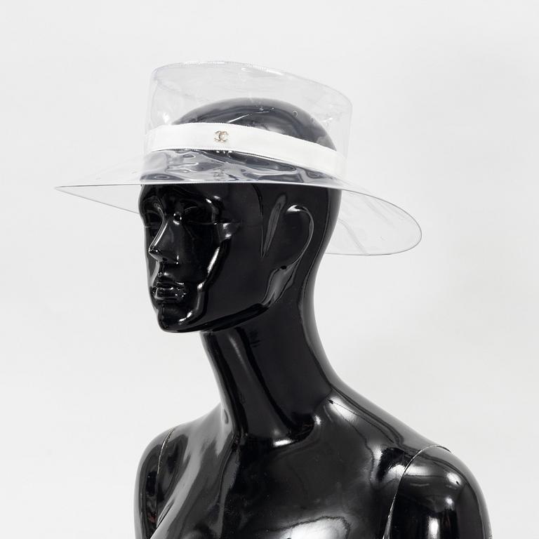 Chanel, a transparent PVC hat, size S.