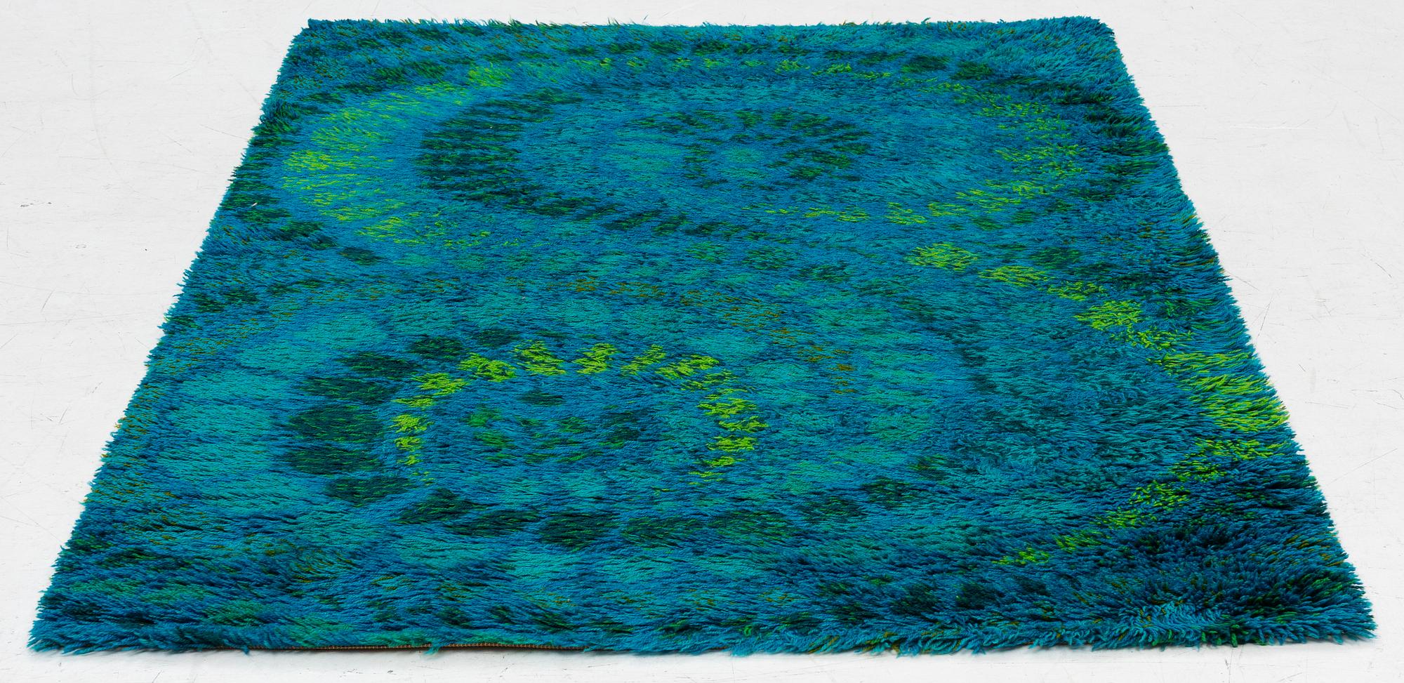 Marjatta Metsovaara, ryamatta, "Rinkula", Wittrup Rya Botnia, Danmark, ca 200 x 140 cm.