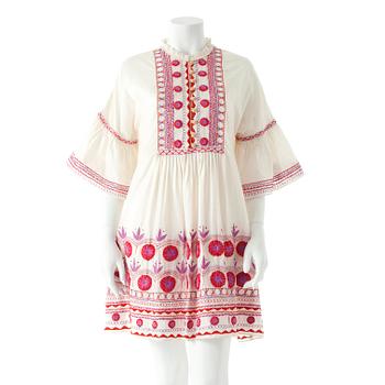 ANNA SUI, a white cotton and embroidered dress.