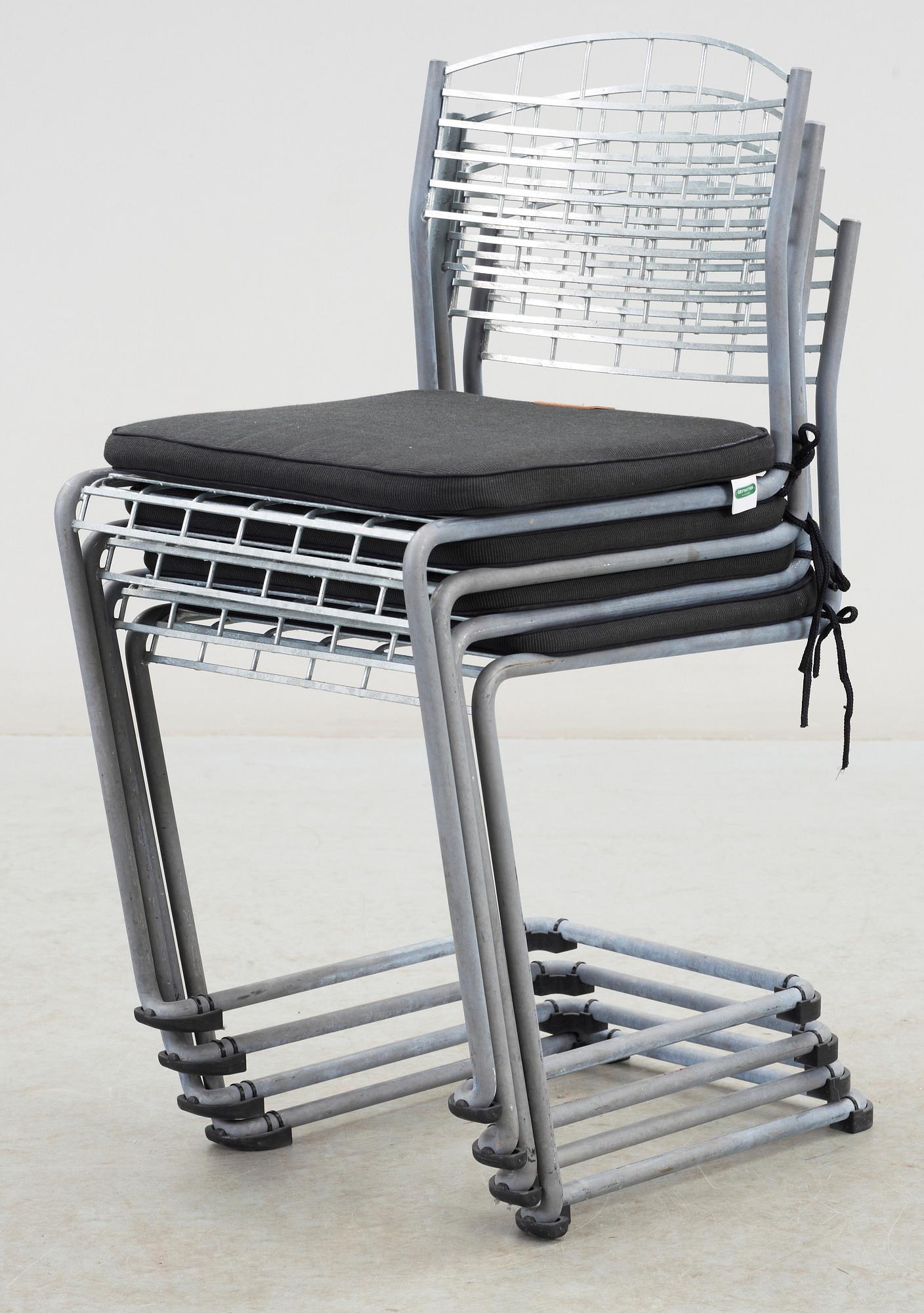 STOLAR / TRÄDGÅRDSSTOLAR, 4 st, "Hightech", Nisse Strinning, Grythyttan, 2000-tal. Formgivna 1984.