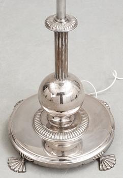 An Elis Bergh silver plated floor lamp by C.G. Hallberg, Stockholm ca 1925.