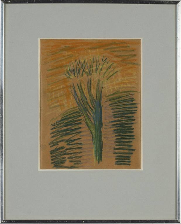 Inge Schiöler, chalk drawing, signed,