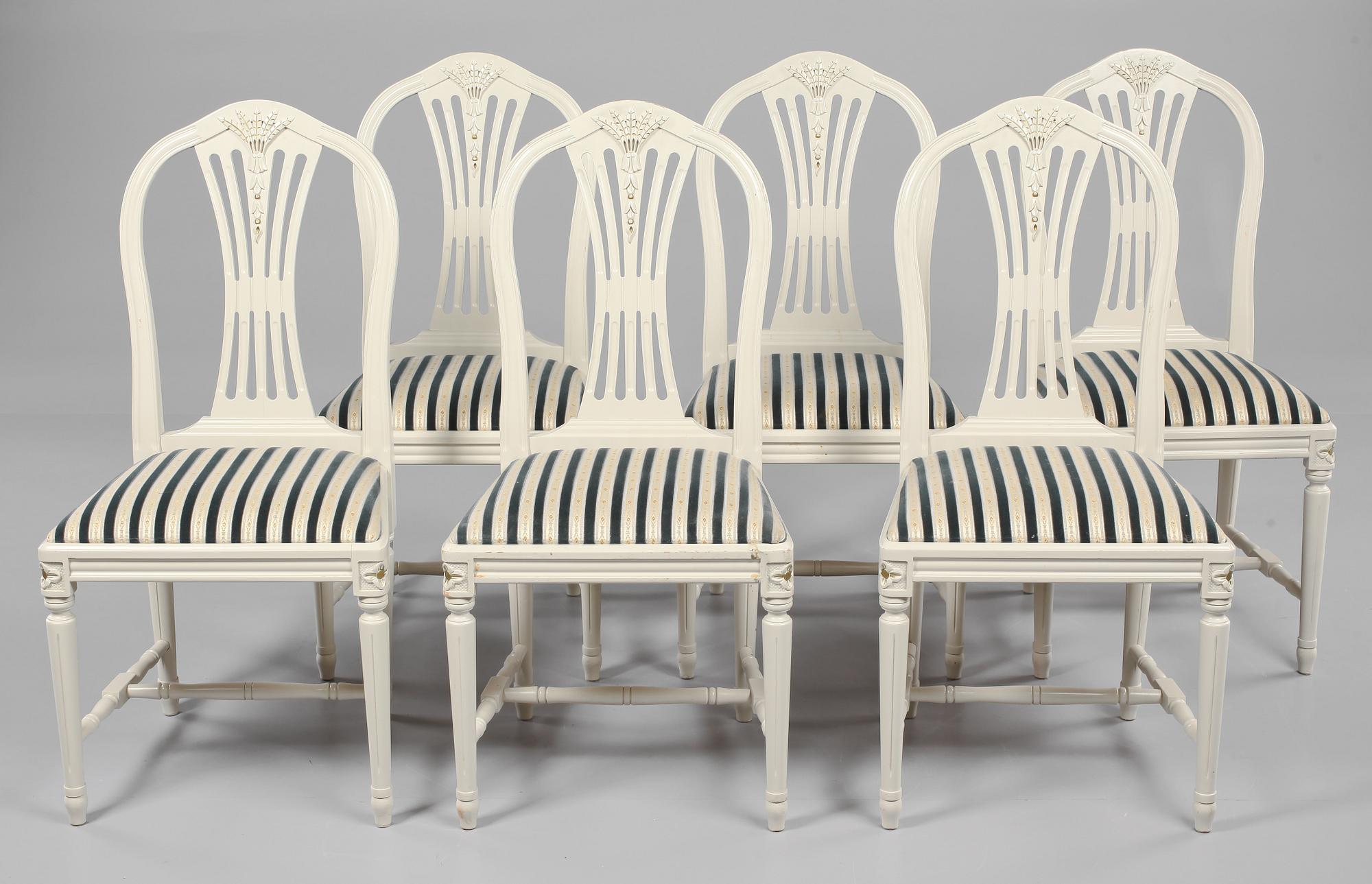 MATSALSMÖBLEMANG, 9 delar, gustaviansk stil, 1900-talets andra hälft.