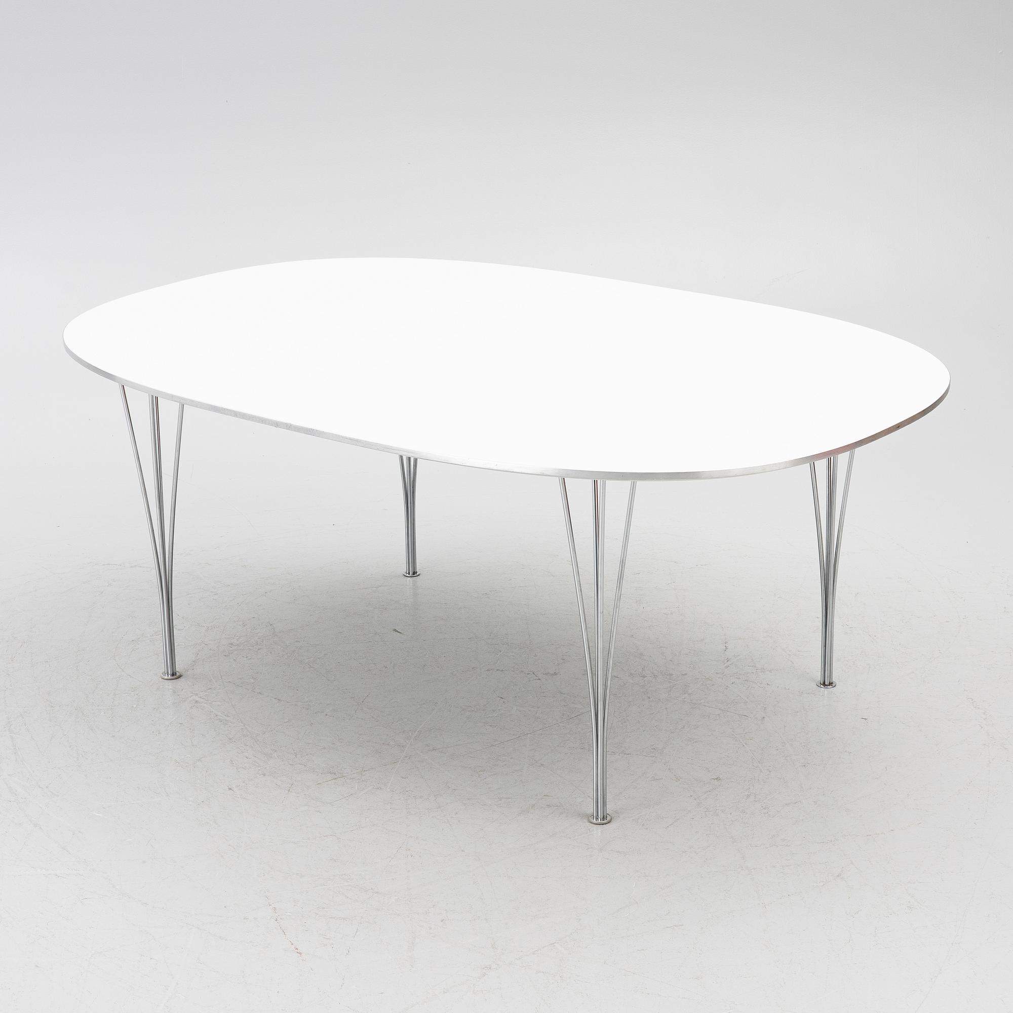 Bruno Mathsson, & Piet Hein, a dining table, 'Superellipse', Fritz Hansen, Denmark, 1988.