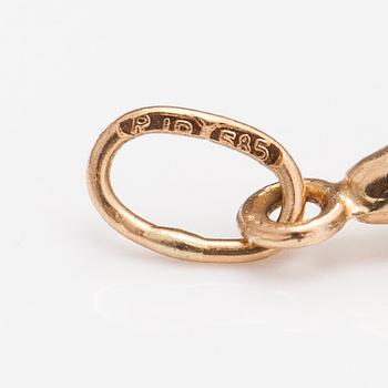 Two 14K gold pendants one with a diamond ca. 0.0025 ct.