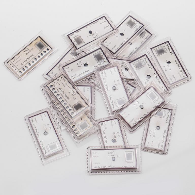ÄDELSTENAR, ca 47 st, naturliga safirer, olika karat, enligt intyg.