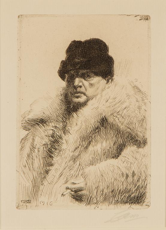 ANDERS ZORN, etsning, signerad med blyerts samt signerad och daterad i plåten 1916.