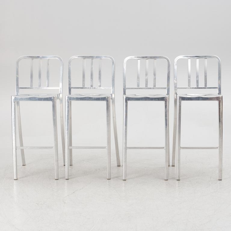 Philippe Starck, four 'Navy Chair' bar chairs, Emeco.