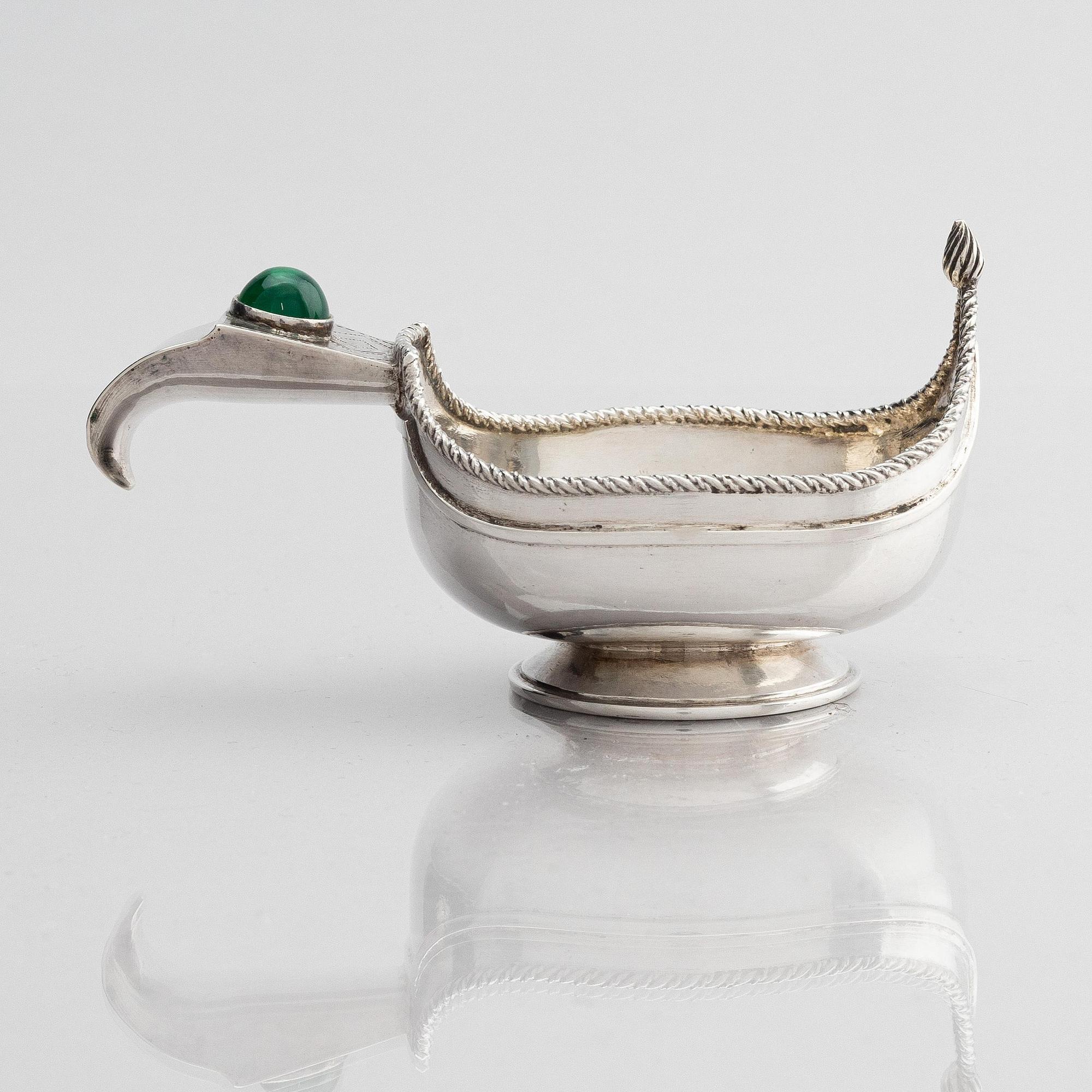 A Latvian silver kovsh, unidentified maker's mark, Latvia circa 1920-1939.