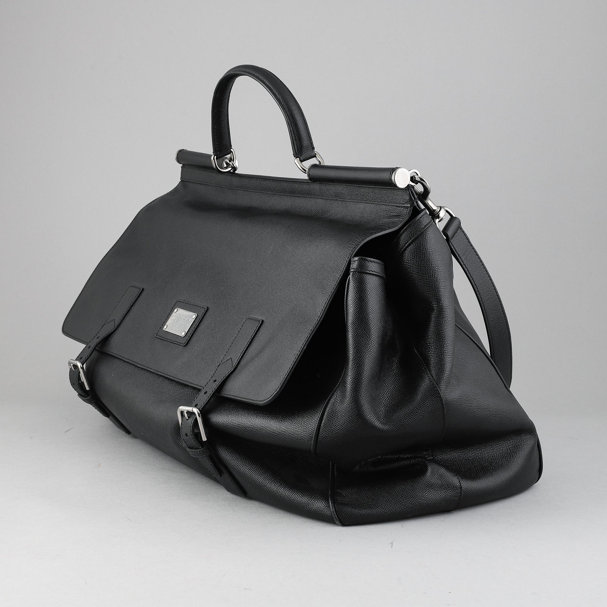 Dolce & Gabbana, a black leather weekend bag.