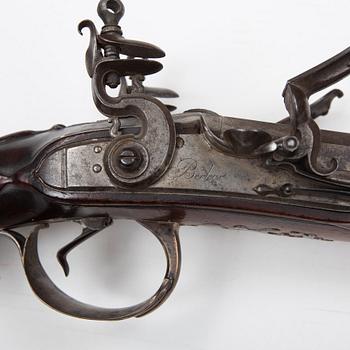 A double barrelled flintlock sporting gun by Guillame Berleur (1780-1830) possibly from Marshal Marquis de Marmont.