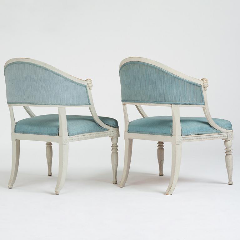 A matched pair of late Gustavian armchairs.