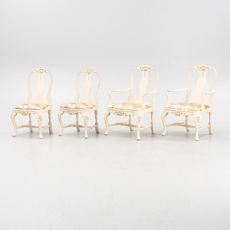 A set of four 20th century Rococo-style chairs.