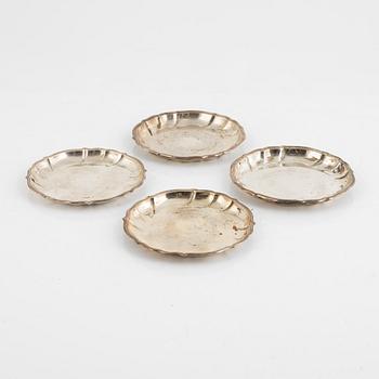 Four silver coasters, Denmark, 1962.