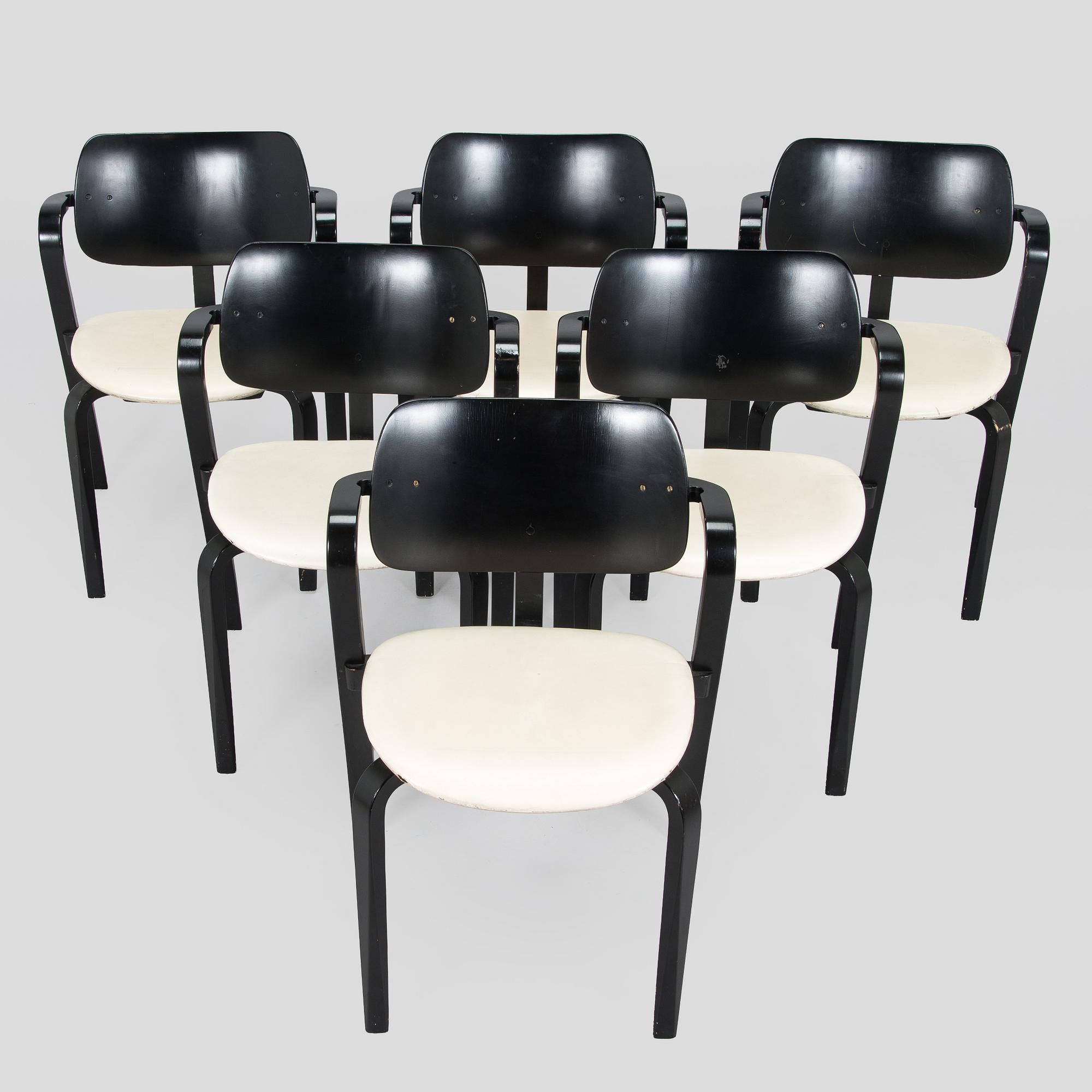 Ilmari Tapiovaara, a set of six 1960s 'Aslak' armchairs for Asko, Finland.