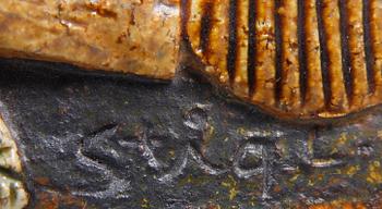 VÄGGRELIEF, stengods, Stig Lindberg, Gustavsberg. Sign.