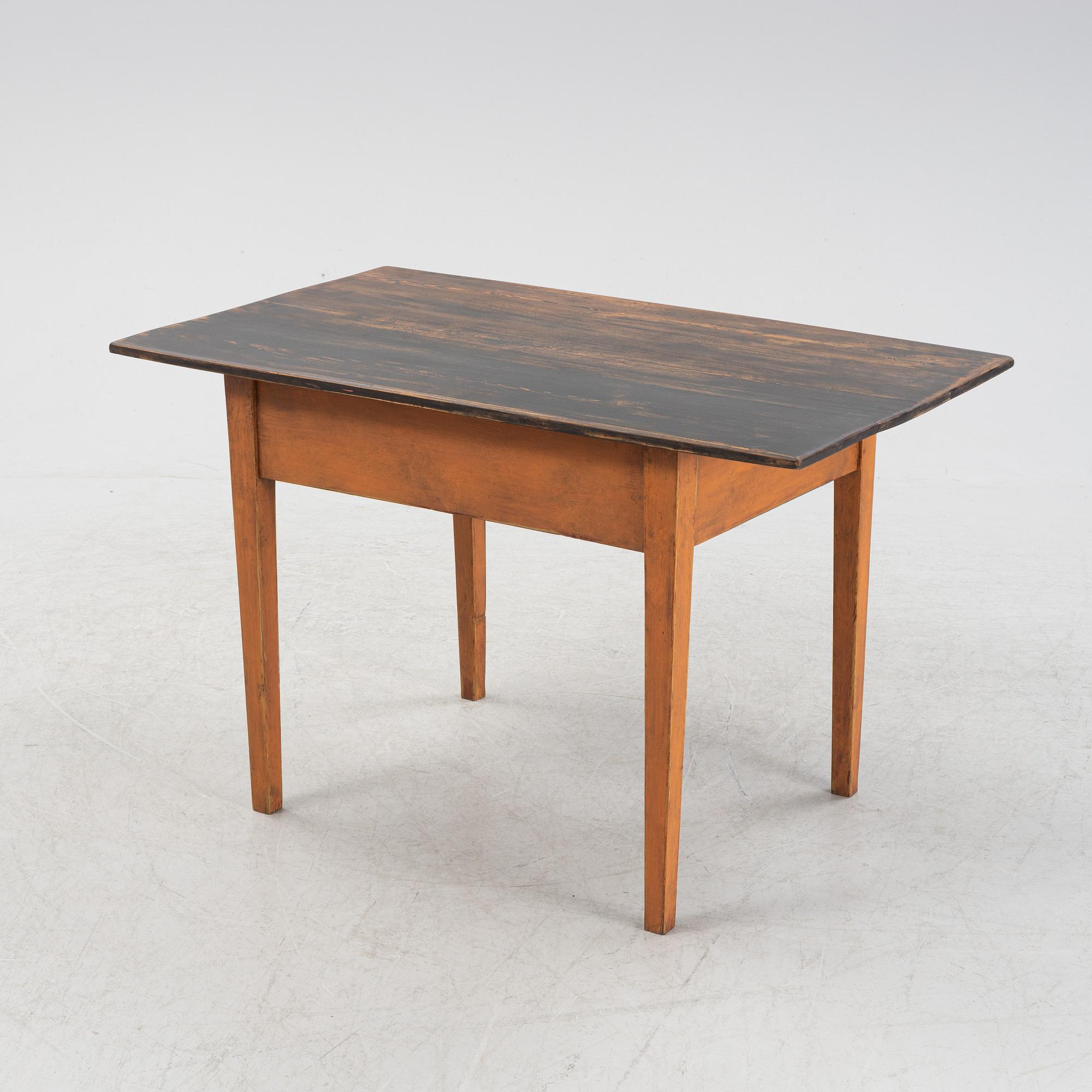 A painted pine table, 19th Century.