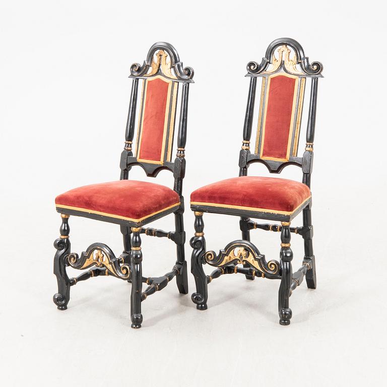 A öair of Swedish 18th century Baroque chairs.