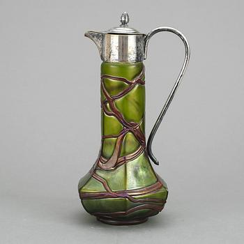 KANNA, jugend, nysilver samt glas, 1900-talets början. Sannolikt Lötz, Österrike.