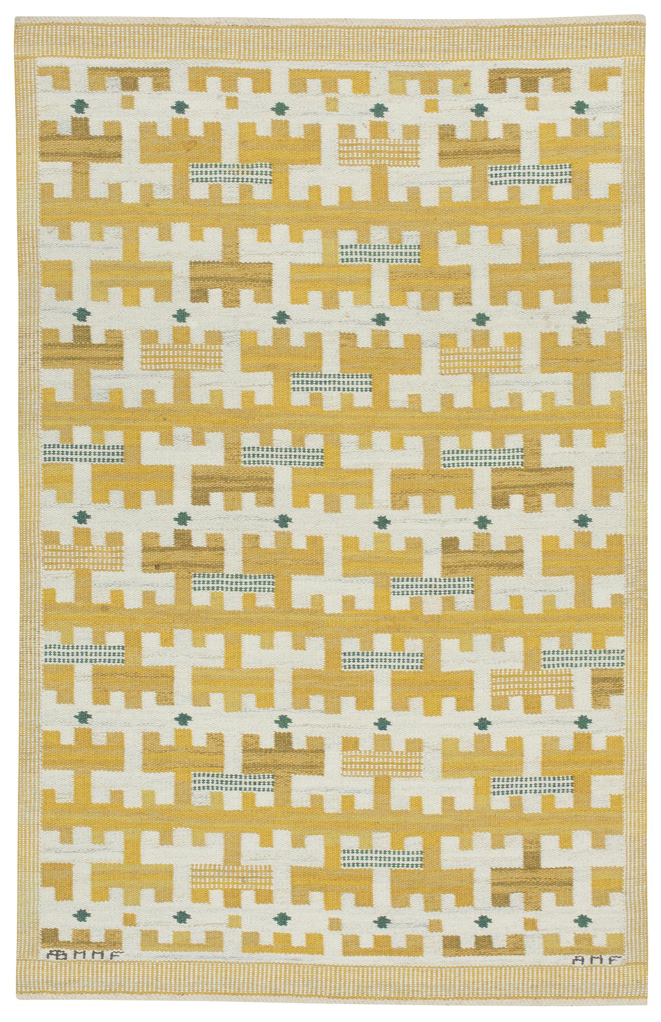 Ann-Mari Lindbom, gift Forsberg, MATTA. "Gulbroka". Rölakan. 210,5 x 132,5-135,5 cm. Signerad AB MMF AMF.